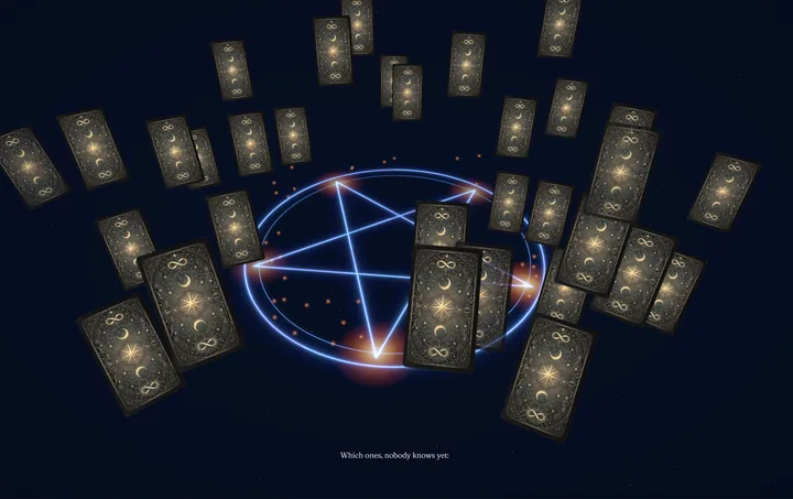 The deck opens into a circle around the pentacle, during the film.