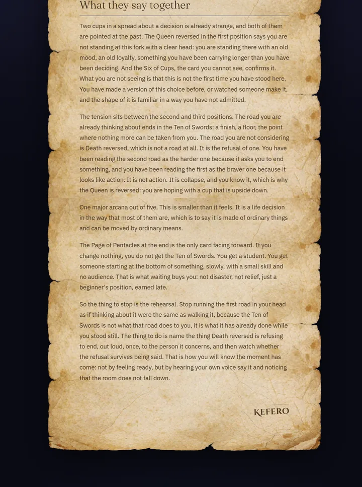 The written reading on parchment, titled "What they say together".